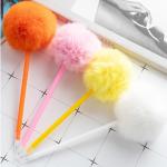 Lovely Colorful Soft Fluff Plastic Ball Pen 1.0mm Slender Barrel Gift Ballpoint