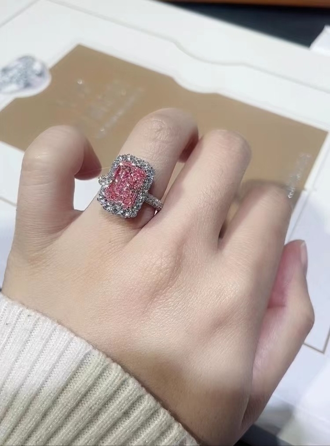 4.56ct Lab Diamond Jewelry Pink Radiant Cut Diamond Ring