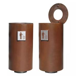 Wholesale Outdoor Rusty Looks Ashtray Dustbin Corten Metal Litter Bin For Street Furniture from china suppliers