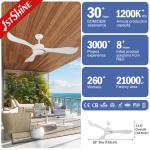 Air Cooling Fan 52 Inch Waterproof Outdoor Plastic Ceiling Fan With 3 Rotary