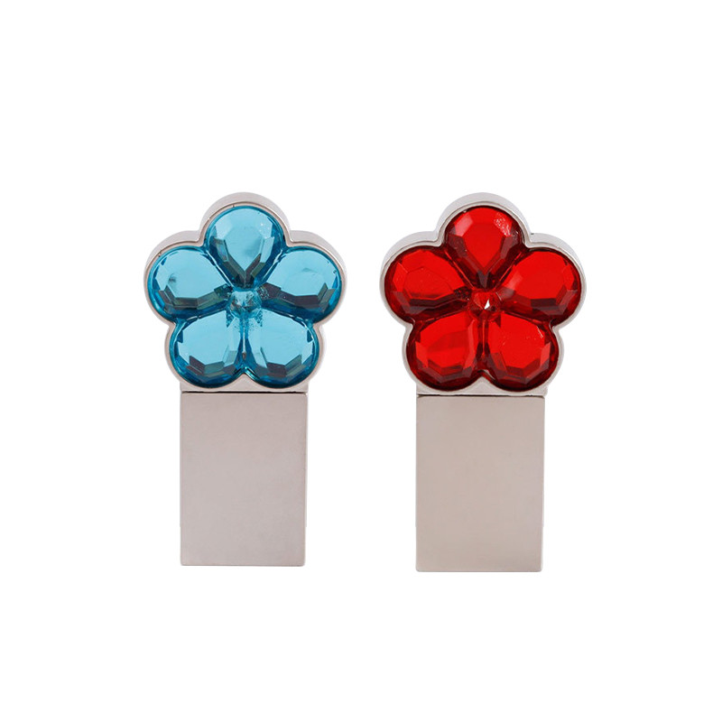 Notebook 64g 128g Metal Usb Flash Drive Flower Shaped Crystal