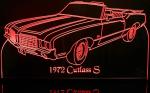 1972 Olds Cutlass S Acrylic Bar Sign 20cm Battery Operated Neon Bar Signs