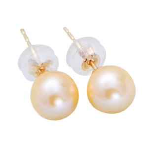 Wholesale AAA Round 6.5mm Natural Freshwater Pearl 18K Yellow Gold Earrings(E20180102) from china suppliers