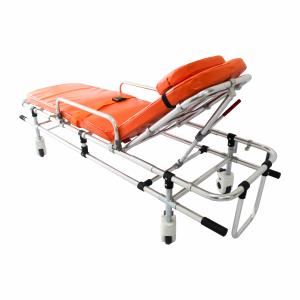 Wholesale Aluminum Alloy Foldable Double-Tube Low-Position Ambulance Stretcher Emergency Rescue Trolley Back Adjustment from china suppliers