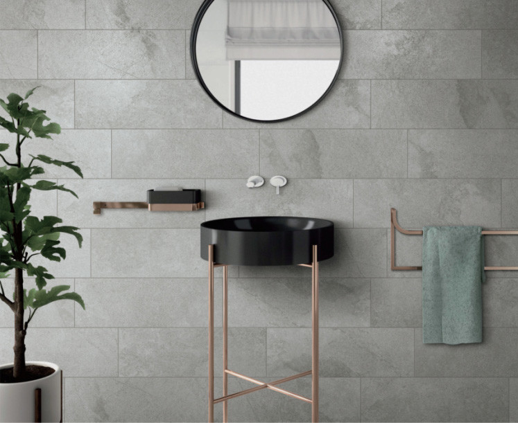 Waterproof Ceramic Floor Tile / Non Slip Grey Matt Ceramic For Kitchen