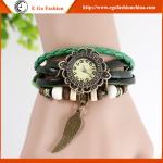 Vintage Watch Leather Watches Retro Watch Pendant Leaf Watches Female Watch