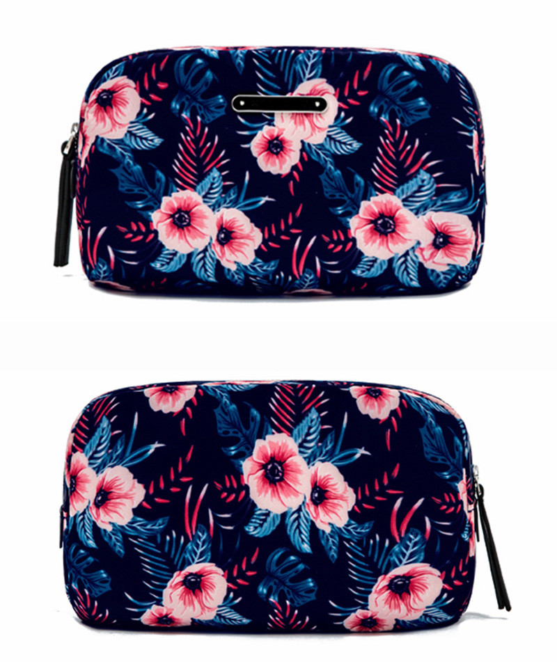 Fashion Custom Vintage Floral Printed Small Private Label Makeup Bag for Travel
