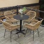 American style Courtyard Stacking Hotel Aluminum Frames Rattan Wicker Restaurant