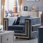 Blue Velvet Modern Home Furniture Loveseat Couch Living Room Sofa