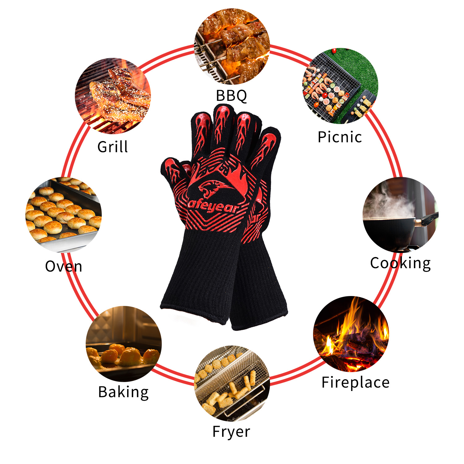 13.5in XL Safety Working Gloves BBQ Non Slip Work Gloves