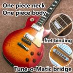 One piece of body & neck LP electric guitar Yellow tiger top adjusting the