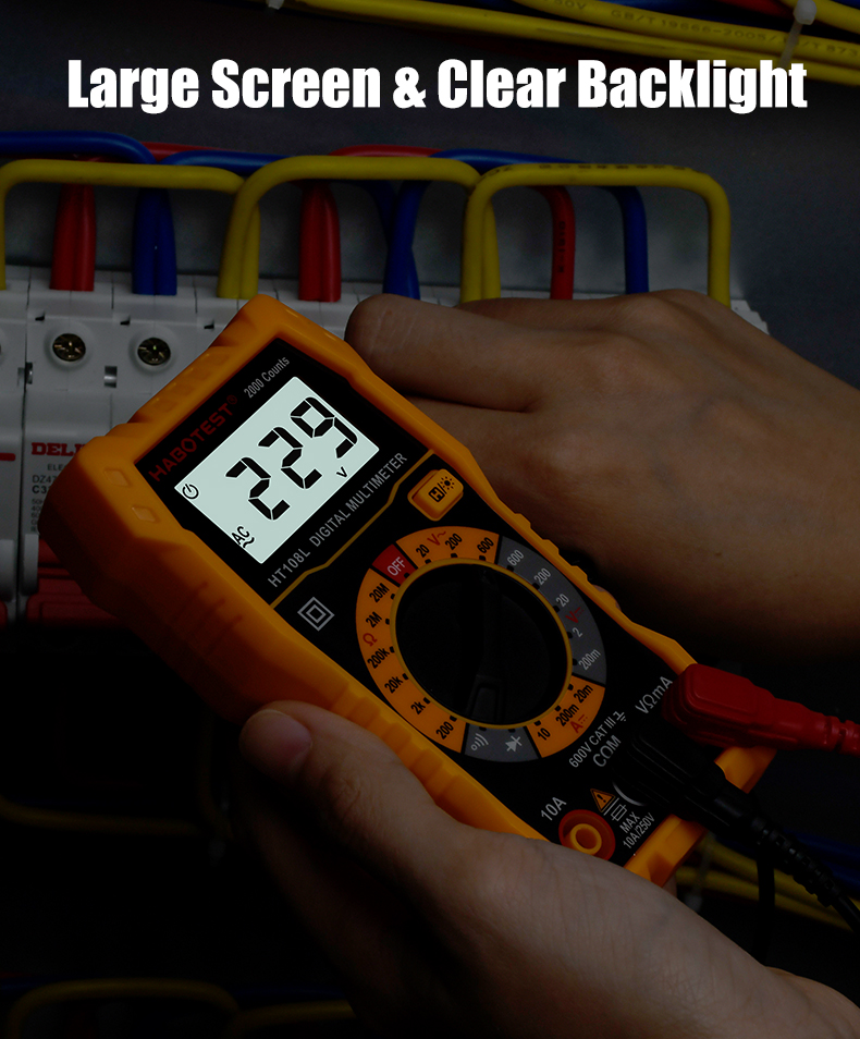 200mA Handheld Digital Multimeter , 600V Manual Ranging Digital Multimeter