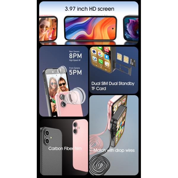 Android 12.0 Operating System SOYES Q333 4+64GB Smartphone with WIFI 2.4G/5G Face ID 4G LTE Type-C OTG 3.58'' Screen