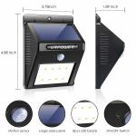 6000K 20 Leds PIR Outdoor Wireless Solar Wall Light For Pathway