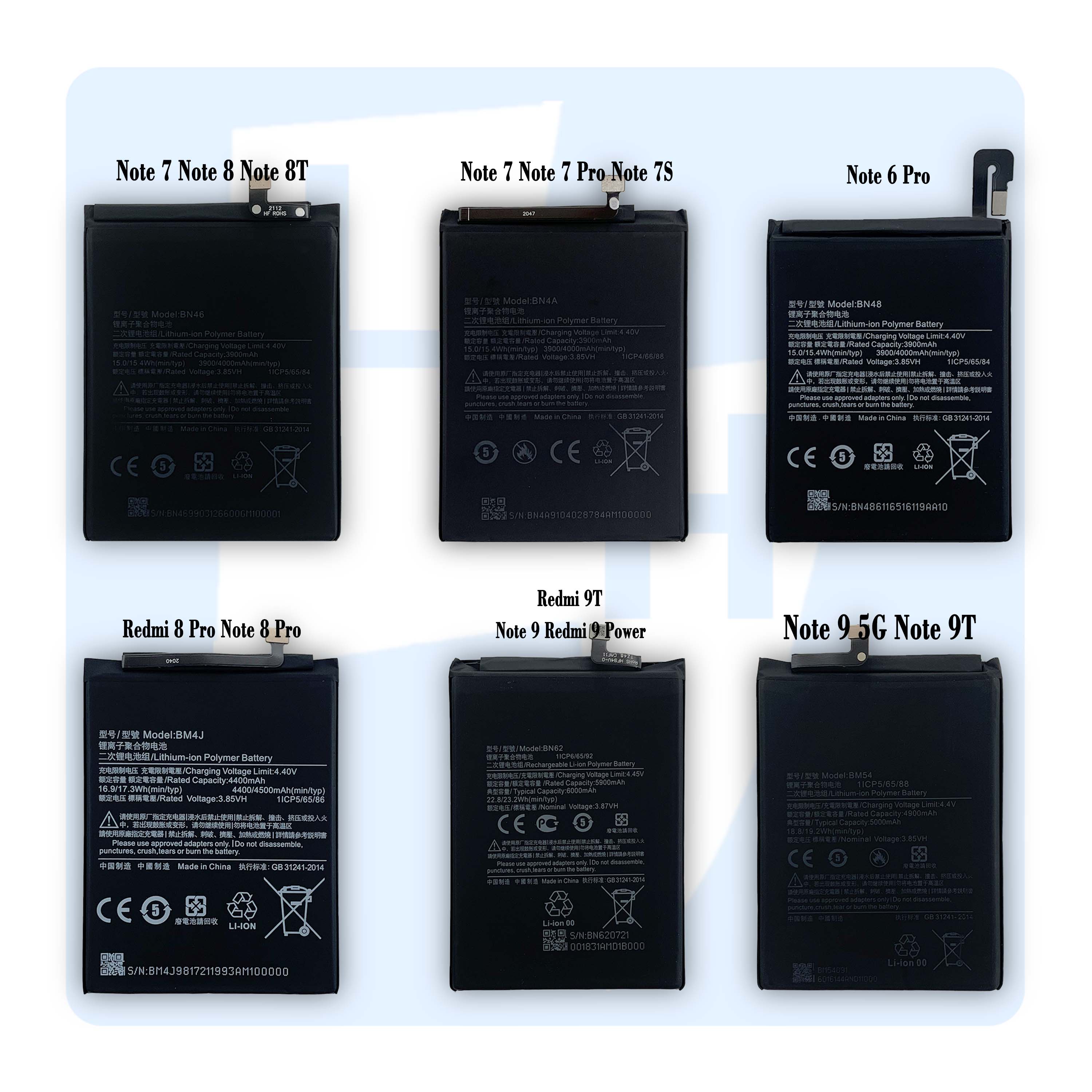 Rechargeable Battery for Xiaomi Redmi 1 2 3 4 5 6X 7 8 8T 9 9A 9C GO PRO K20 K30 K40