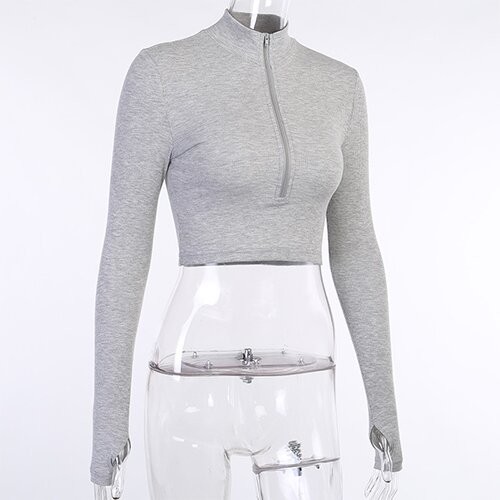 OEMmaufactory Autumn New Slim Solid Sympotic cotton v-neck Long -sleeved Top