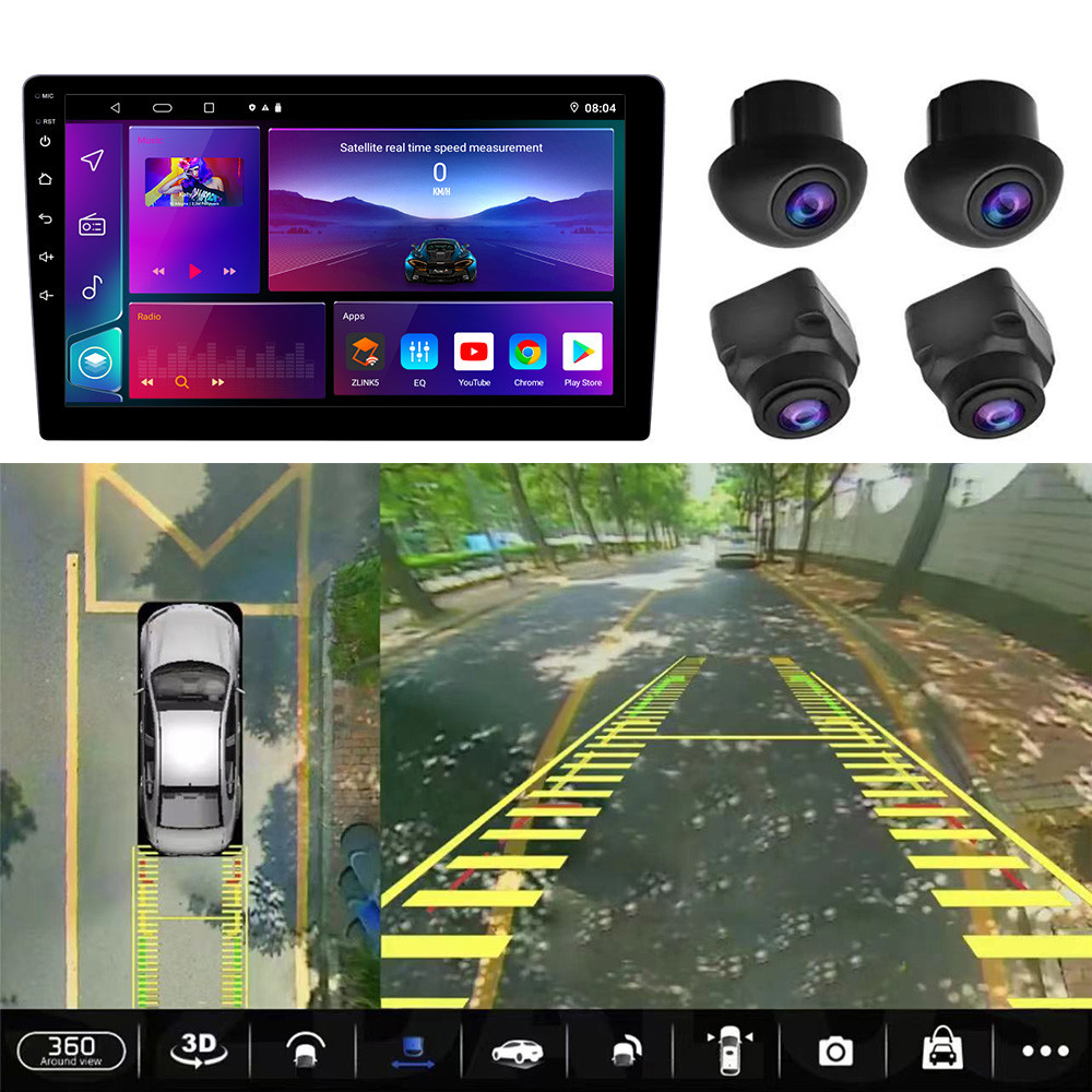 9'' 10'' Android Car Radio IPS Touchscreen Carplay DSP Car Stereo Support 360 Panoramic View Parking System With 360 Cam