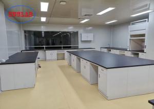 Wholesale Gray White Laboratory Casework With Black Phenolic Resin Countertop In College Lab from china suppliers