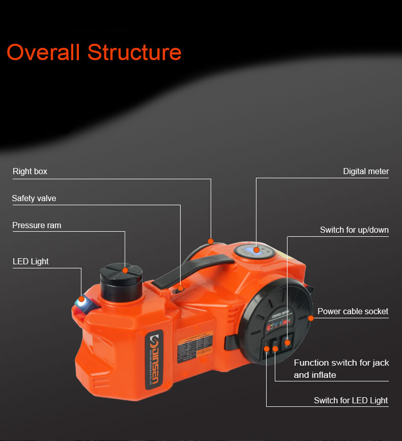 5 Ton Electric Hydraulic Car Jack ASME PASE-2014 Approved 0.65m Air Hose
