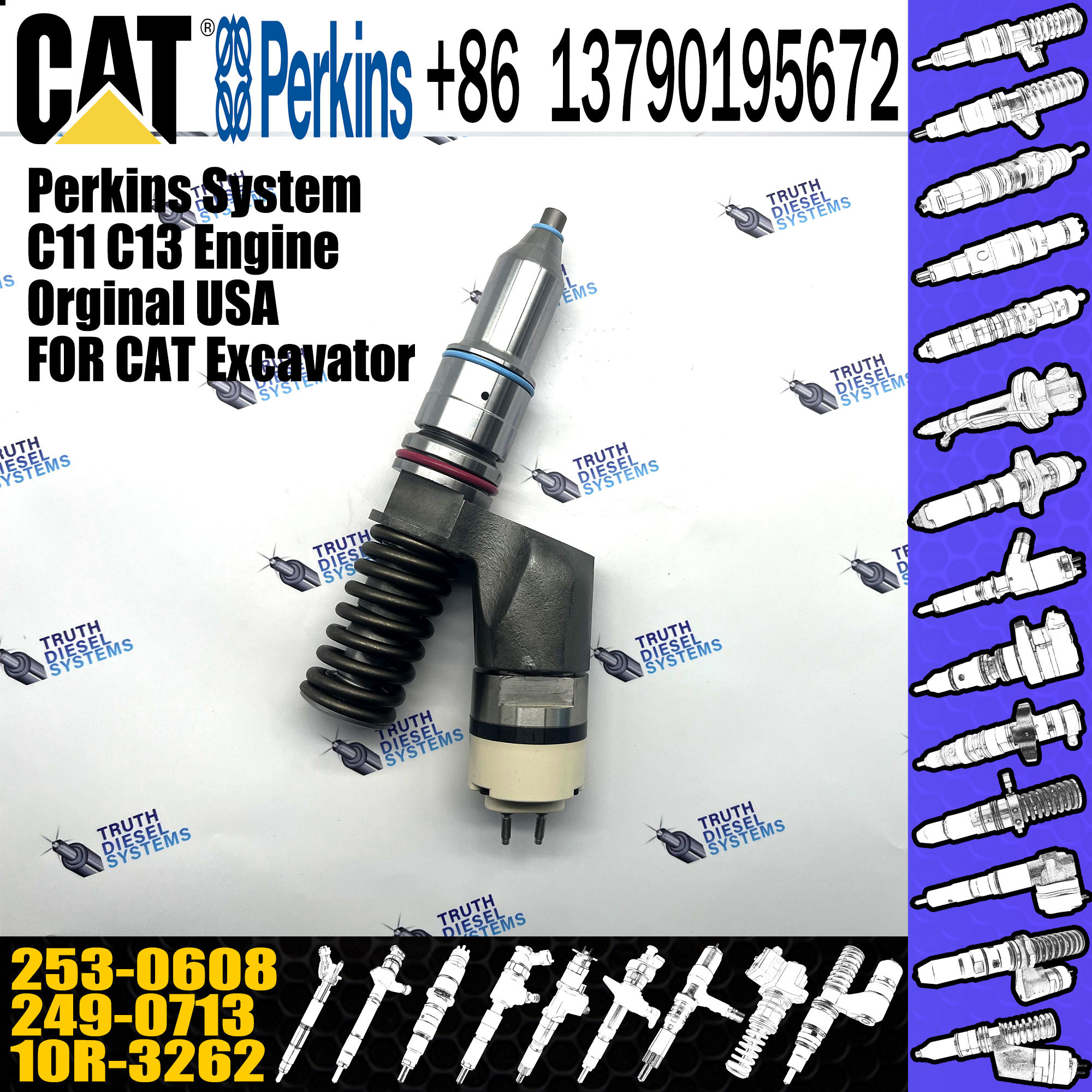 Excavator 345C 345D 349D CAT C11 C13 Injector Overhaul Repair Kits For 249-0708 249-0713 250-1309 253-0608 292-3666