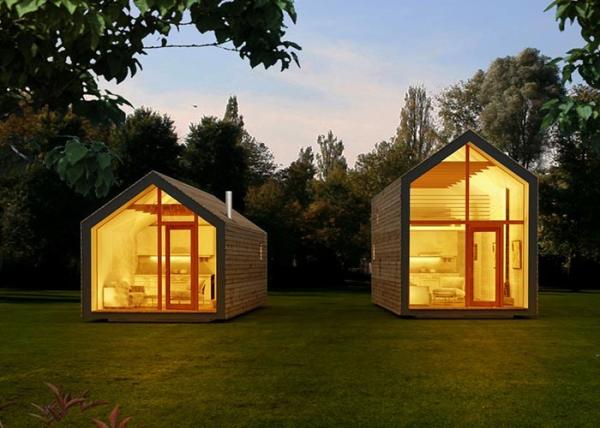Small Light Steel Frame Wood Bungalow Easy To Install Tiny House Living For