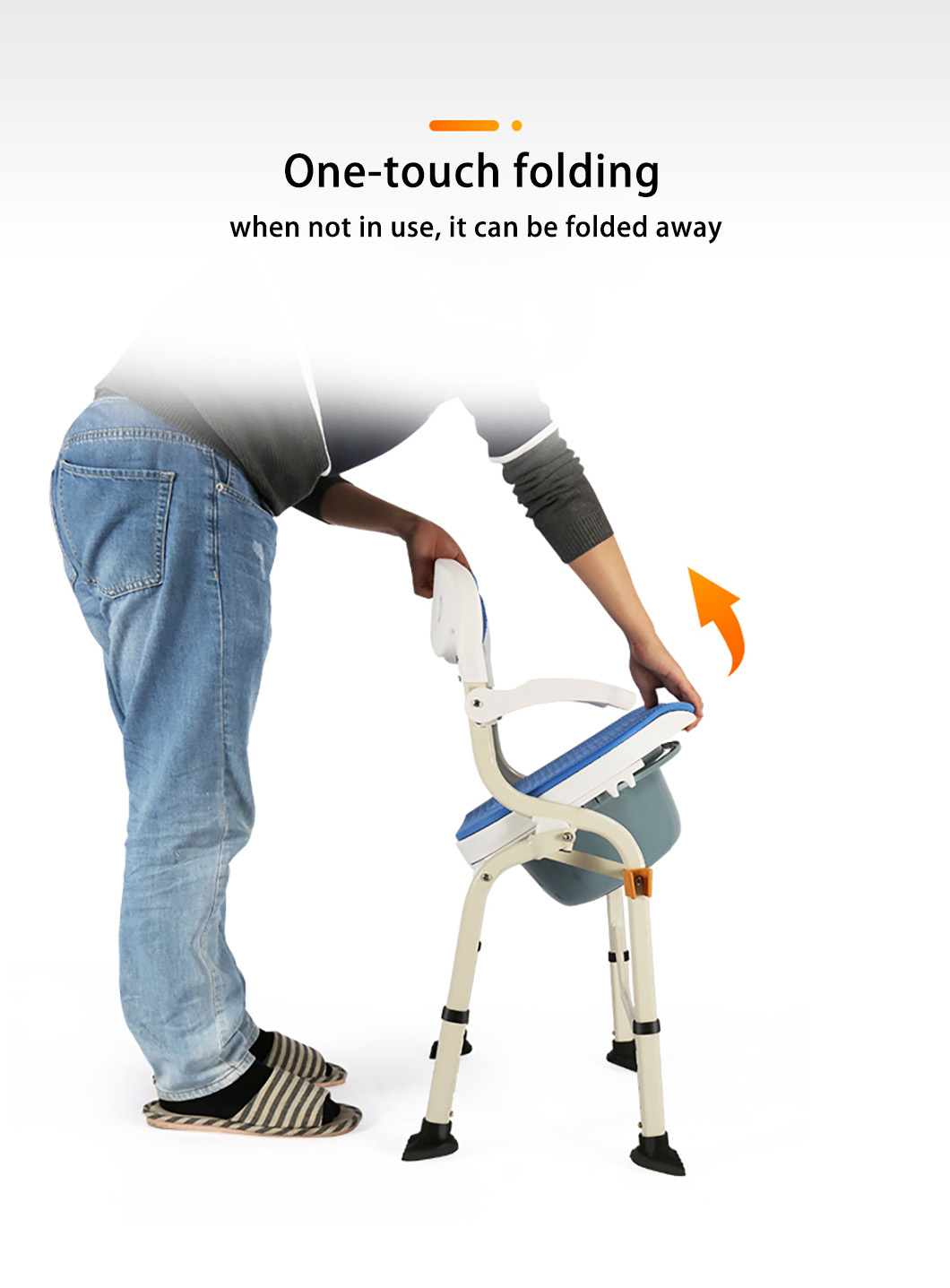 Lightweight 3 In 1 Toilet Chair Height Adjustment Folding Water Proof