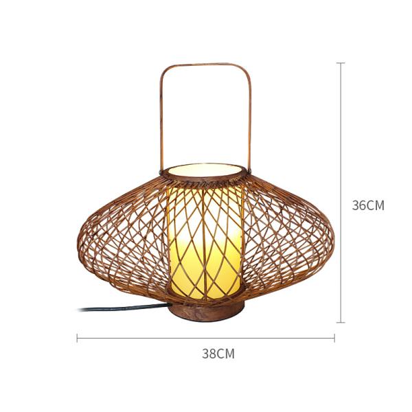 3500K Warm White Rattan Bamboo Table Lamp For Bedroom Switch Control