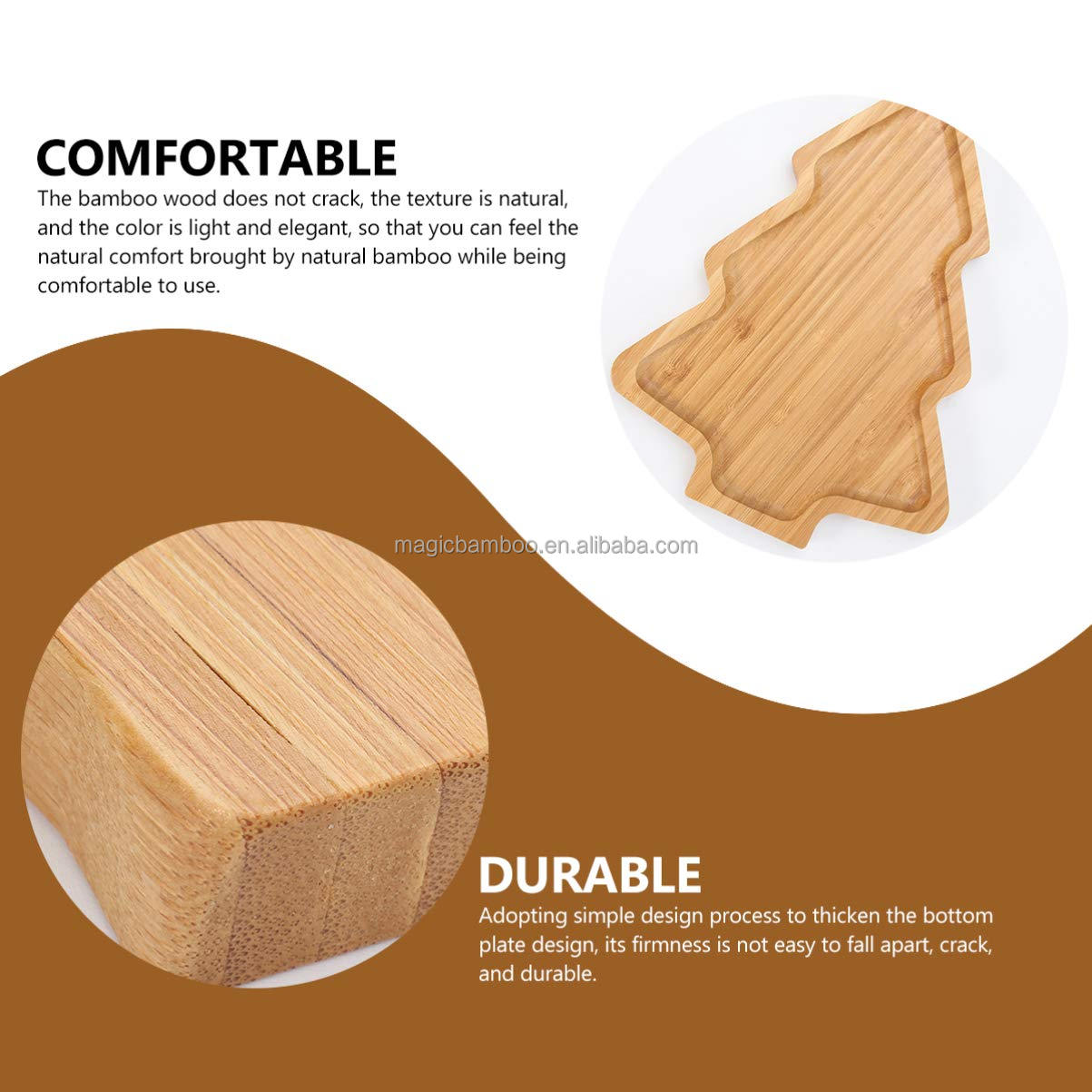 Bamboo Wooden Christmas Tree Shaped Appetizer Tray for Modern Plate Dish Serving