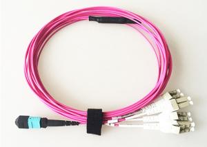 Wholesale Violet Color OM4 Patch Cord , MTP / MPO To LC 40G Fiber Optic Patch Cable from china suppliers