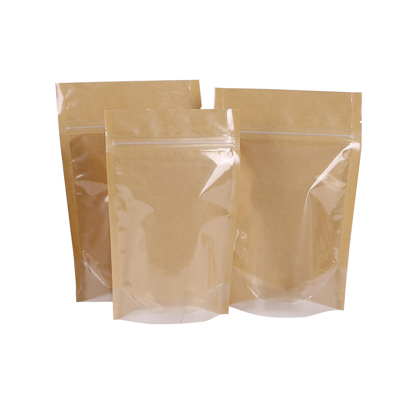 Food Grade kraft food packaging Custom Logo Printed Bags Zip lock Top for coffee tea and snacks