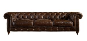 Wholesale 5 Star Hotel 3 Seater Chocolate Brown Leather Sofa , Leather Three Seater Settee from china suppliers