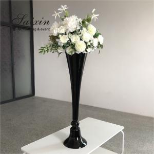 Wholesale 80cm-100cm Tall Black Glass Stemmed Glass Vase Hurricane For Wedding Table Centerpiece from china suppliers