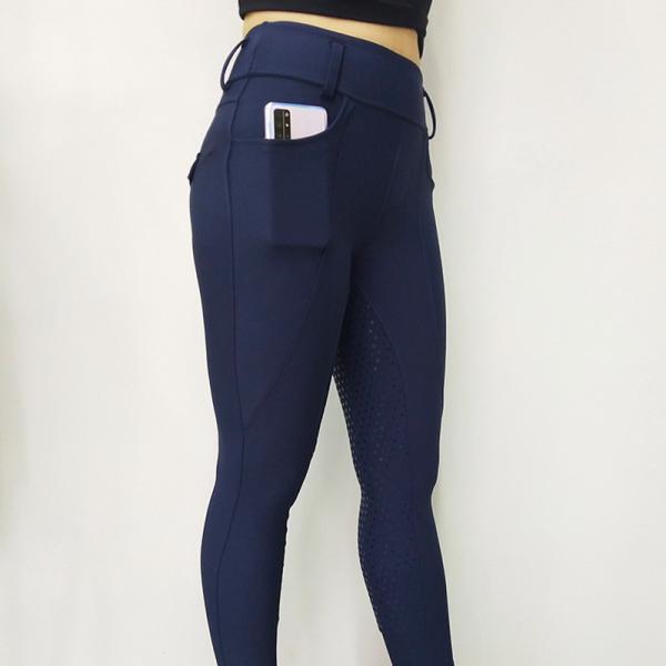 Womens Horse Riding Pants Navy Blue Front Pocket Full Seat Silicone Grip