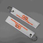 Brazilian Airline Custom Embroidered Keyring White Orange High Strength