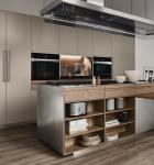 Built In Handle Gray Color Kitchen Cabinets Sheet Metal Melamine Plywood Door