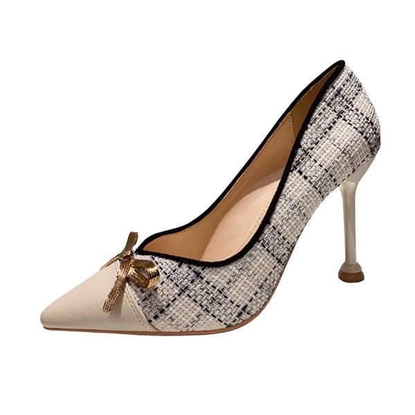 098880-25 Korean fashion pointed shallow mouth high heels bow is thin sexy