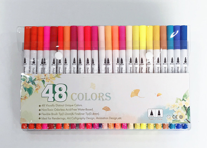 Amazon double head hook line color marker soft head watercolor pen for children gift painting set