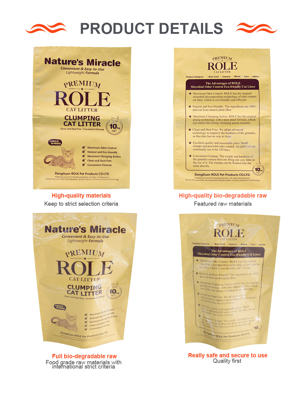 Upright Plastic Composite Kraft Paper Pouch Recyclable Degradable For Cat Litter