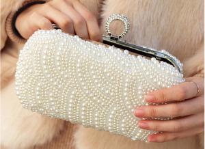 Wholesale Bride's rhinestone pearl handbag new dinner evening bag socialite's hand sewed beaded gown small wedding bags from china suppliers