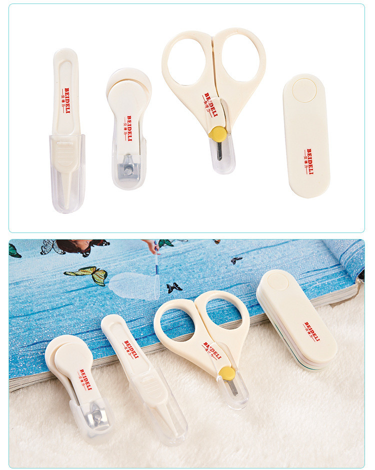 Scissors Clippers Tweezers File Nail Care Suits Baby Grooming Kit PP Material