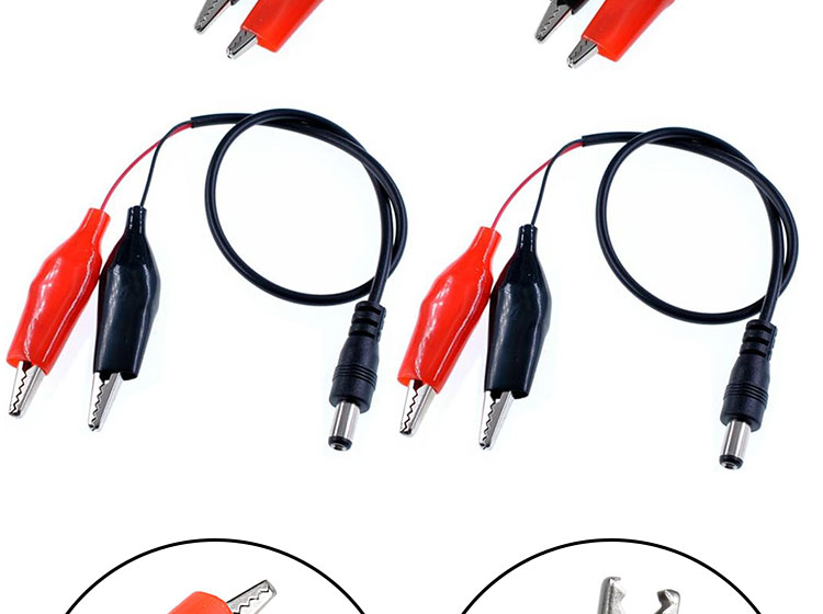 30cm DC 5.5x2.1mm Male Female to Dual Alligator Clips Power Supply DC Cable