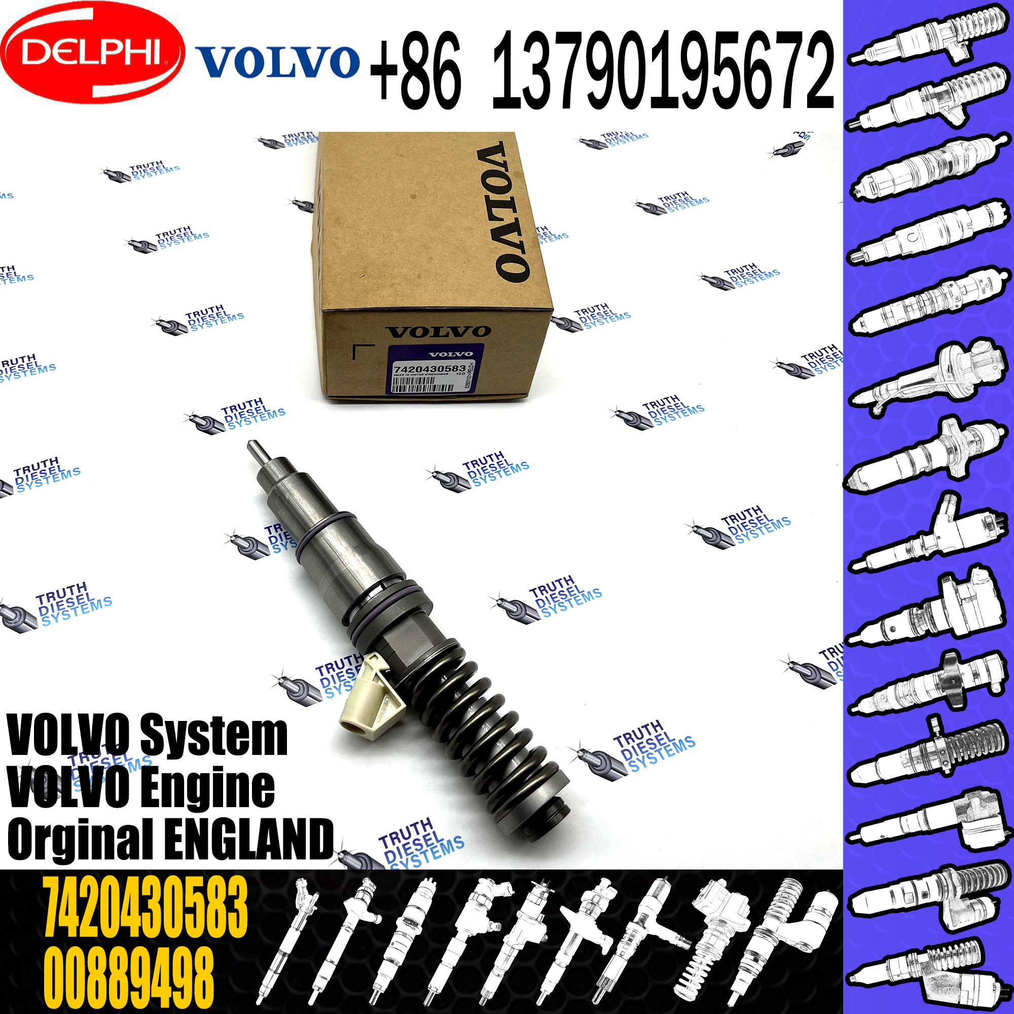 common rail injector 20430583 BEBE4C00101 VOE20430583 for DX12 VOL D12C D12D FH/NH/FM12 fuel injector 74204305