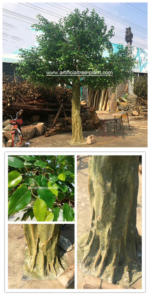 Large Fiberglass Material Artificial Ficus Tree Faux Banyan Plant For Outdoor Decoration