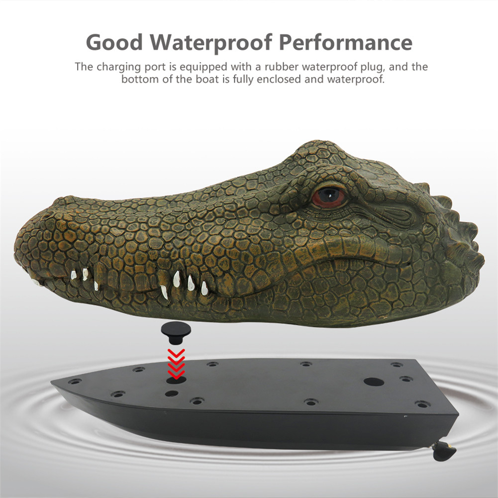 2.4ghz Remote Control RC Boat Simulation RC Crocodile Head Army Color