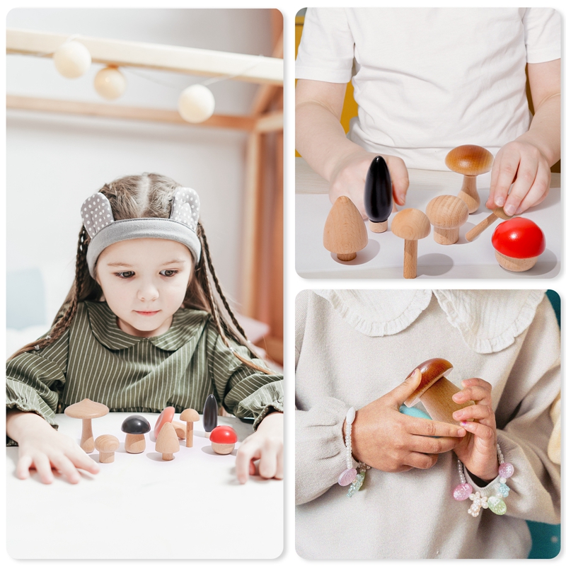 Mushroom Shape Wooden Blocks For Children Educational