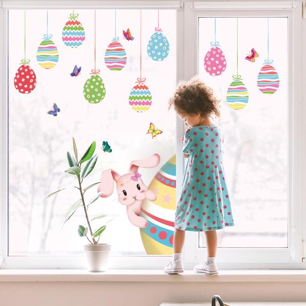 Easter Egg Festive Stickers 0.01mm Window Glass Sticker For Easter Party Scenes