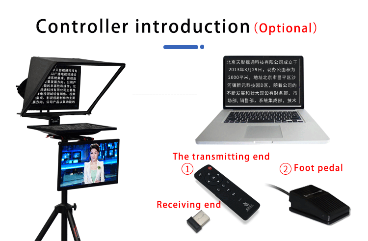 Teleprompting and Shooting Professional Studio Teleprompter with Self-check Mirror Screen