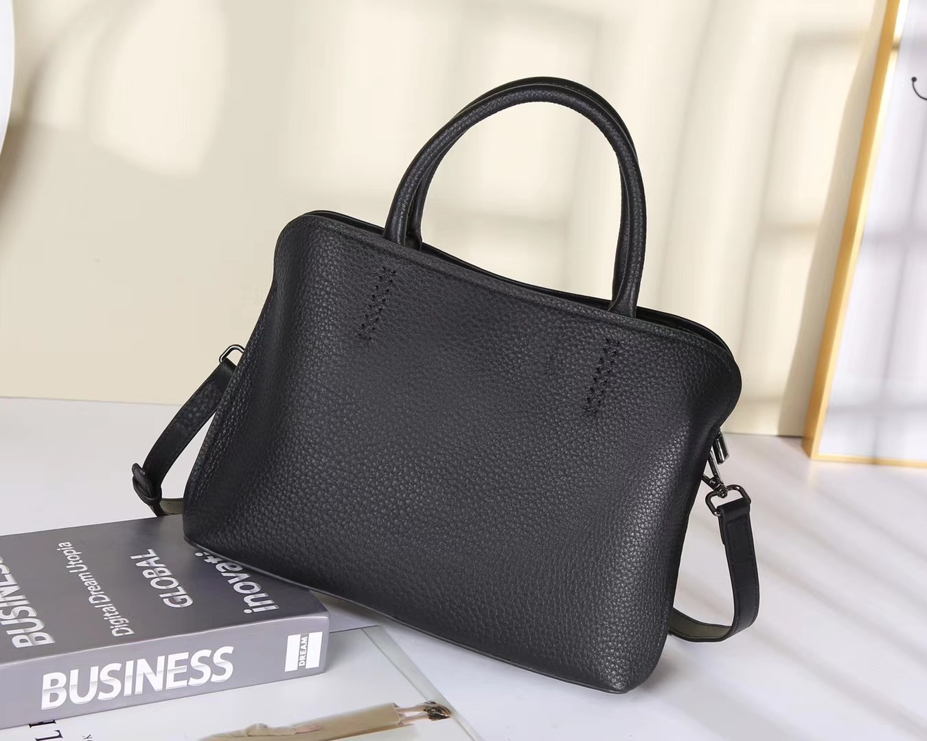 First Layer Cowhide Leather Tote Handbags With Shoulder Strap