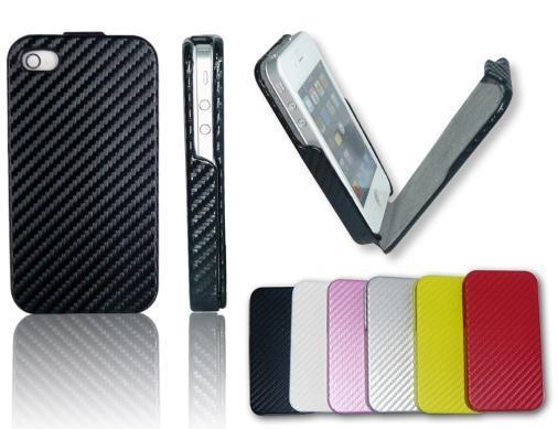 iPhone 4S carbon fibre flip leather case