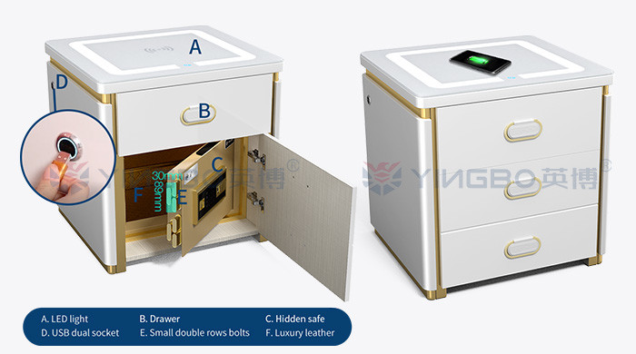 H510mm Smart Fingerprint lock Night Table Safe Box For Home Security